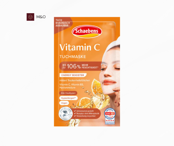 تصویر  ماسک ورقه‌ای ویتامین C شابنز (Schaebens Tuchmaske Vitamin C)